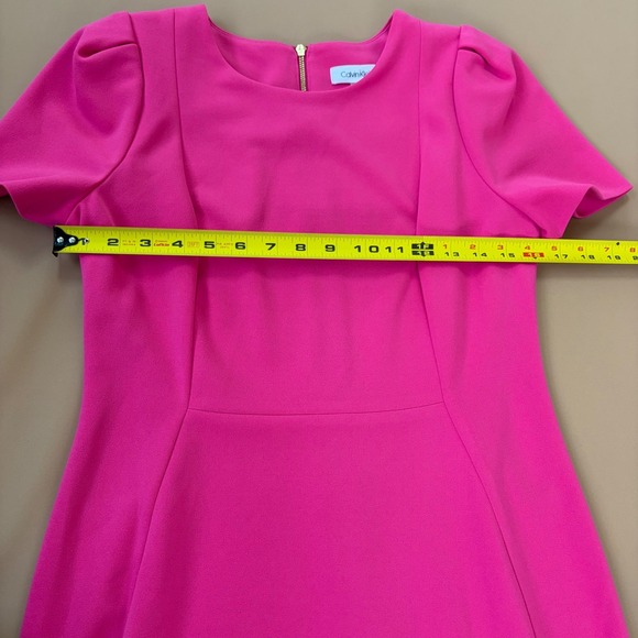 Calvin Klein Women's Barbie Pink Sheath Dress Short Sleeve FLAW Business 10 Work - Picture 8 of 11